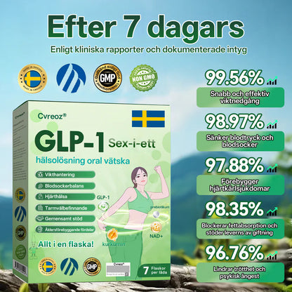 Officiell butik | CVREOZ® GLP-1 Sex-i-Ett Hälsolösning Oral Vätska (Bara en gång om dagen, synliga resultat på 7 dagar) För övervikt, hjärt- och kärlhälsa, diabetes, sömnapné, tarmhälsa, ledbesvär och mer därtill.