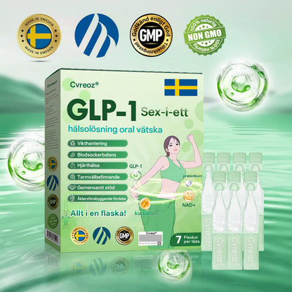 Officiell butik | CVREOZ® GLP-1 Sex-i-Ett Hälsolösning Oral Vätska (Bara en gång om dagen, synliga resultat på 7 dagar) För övervikt, hjärt- och kärlhälsa, diabetes, sömnapné, tarmhälsa, ledbesvär och mer därtill.