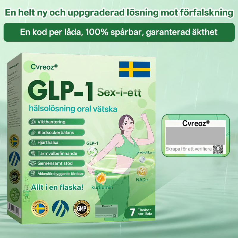 Officiell butik | CVREOZ® GLP-1 Sex-i-Ett Hälsolösning Oral Vätska (Bara en gång om dagen, synliga resultat på 7 dagar) För övervikt, hjärt- och kärlhälsa, diabetes, sömnapné, tarmhälsa, ledbesvär och mer därtill.